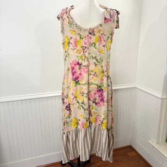A Rare Bird L / XL Dress Floral Stripe Cottagecore Cowgirl Boho Country Western - Picture 11 of 12